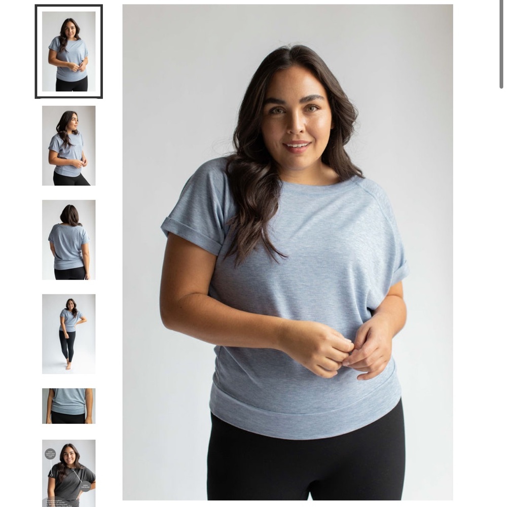 SAVVI MD Light Blue (Denim) Relaxed French Terry Short Sleeve Top